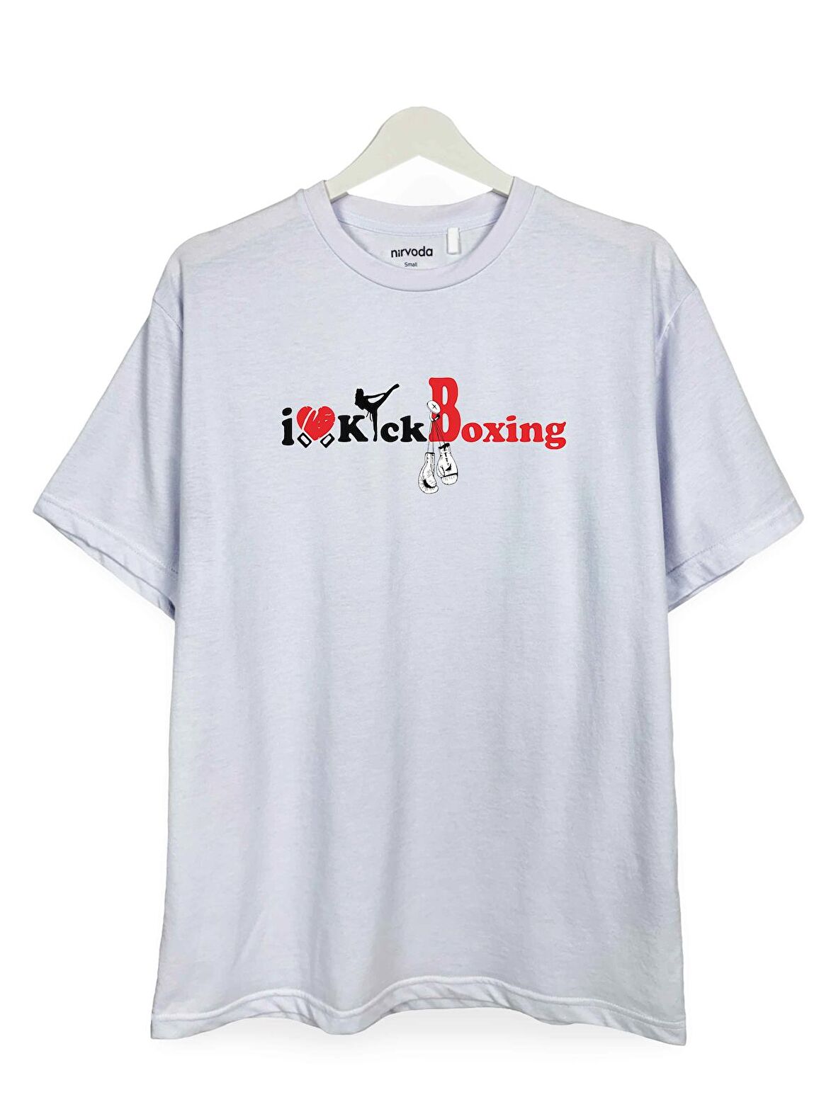 I Love Kick Boks Baskılı Loose Fit Bisiklet Yaka Unisex Tişört