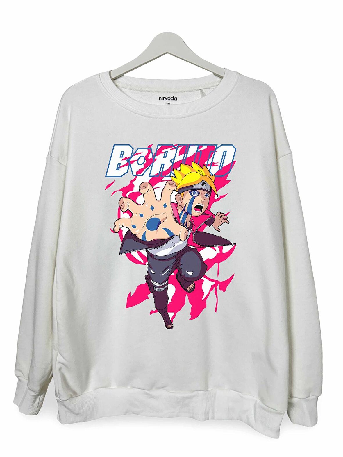 Boruto Naruto Baskılı Unisex Bisiklet Yaka Oversize Sweatshirt Anime Manga