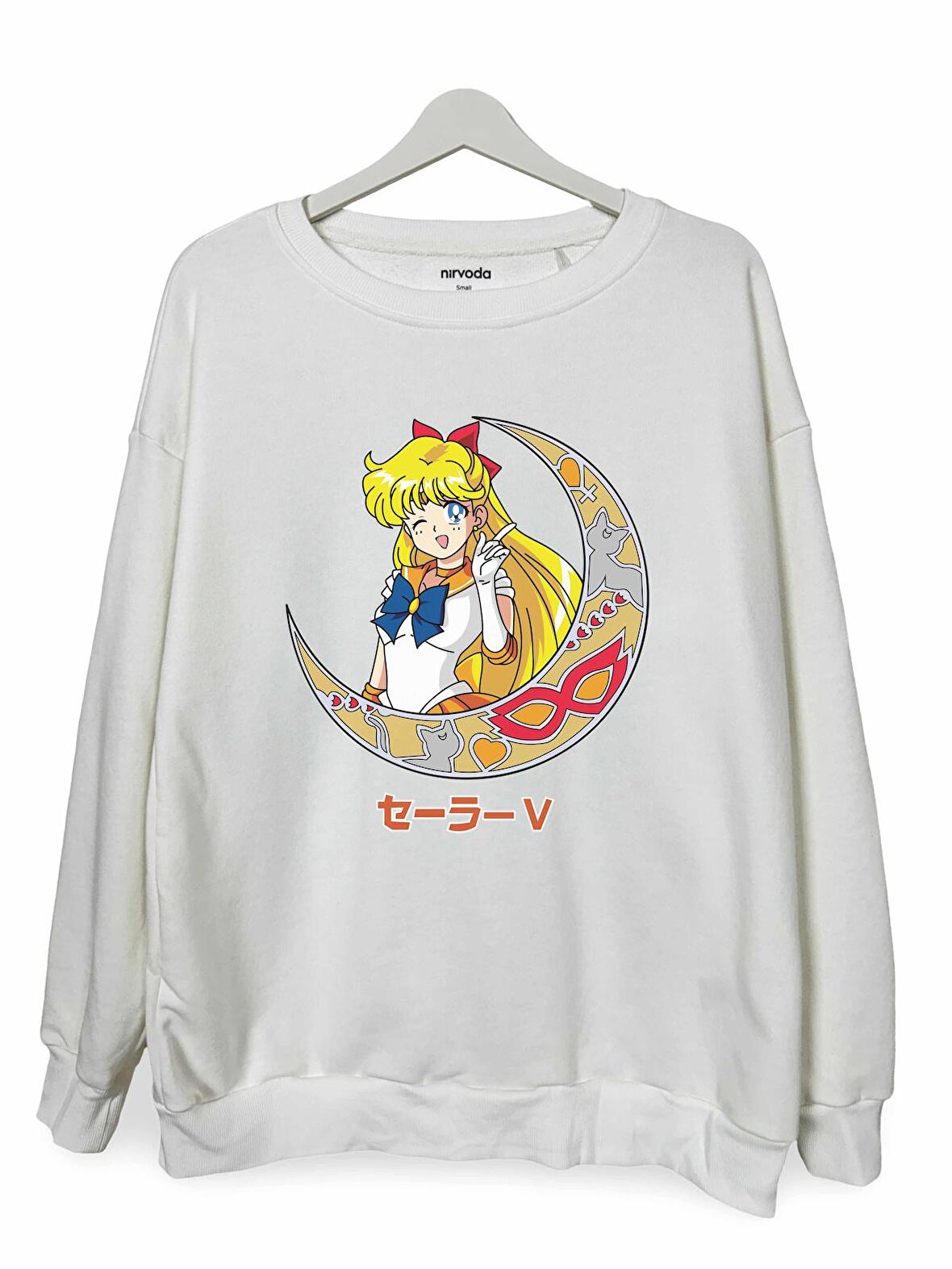 Sailor Moon Ay Savaşçısı Baskılı Unisex Bisiklet Yaka Oversize Sweatshirt Anime Manga