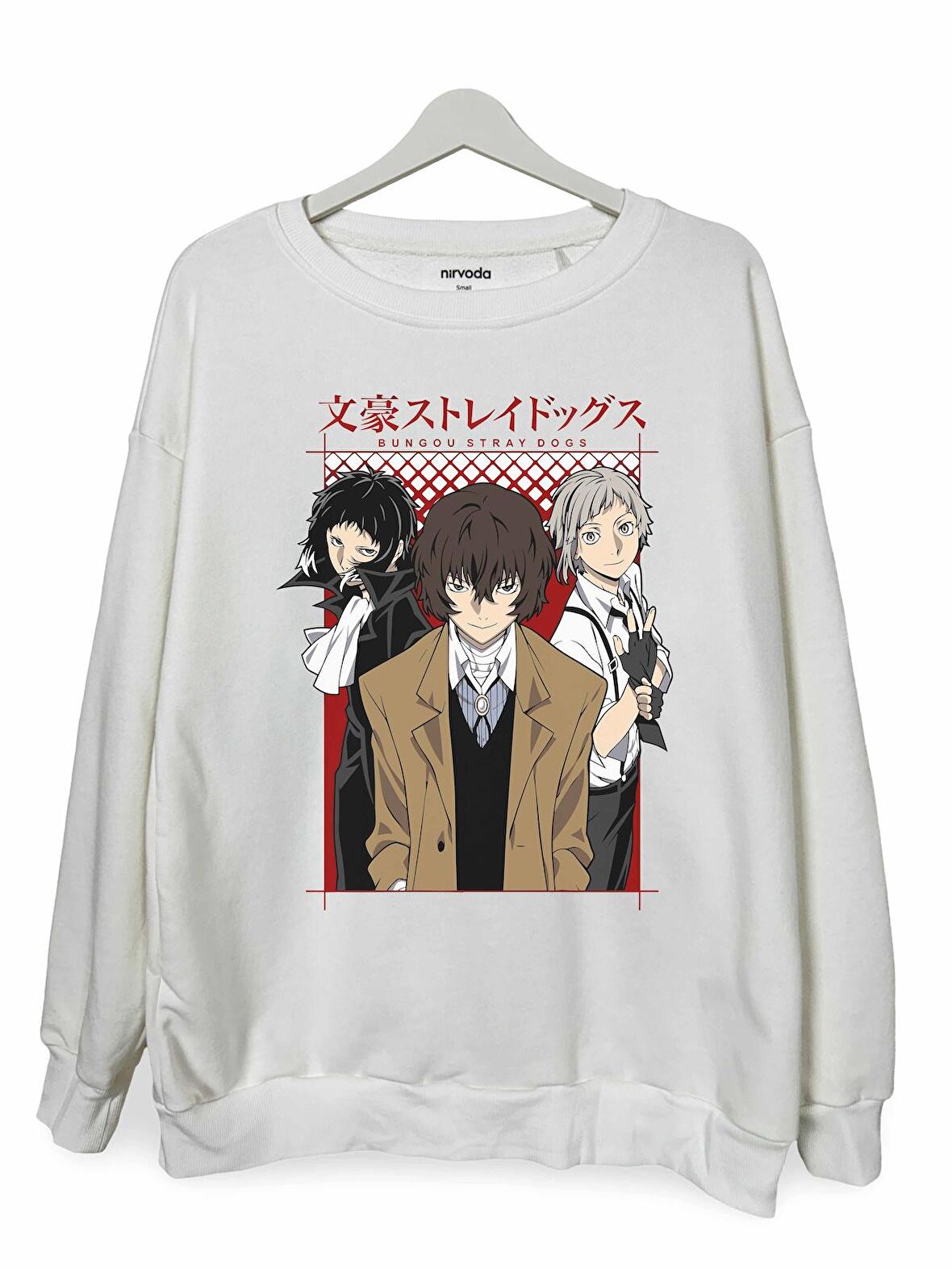 Bungou Stray Dogs Baskılı Unisex Bisiklet Yaka Oversize Sweatshirt Anime Manga