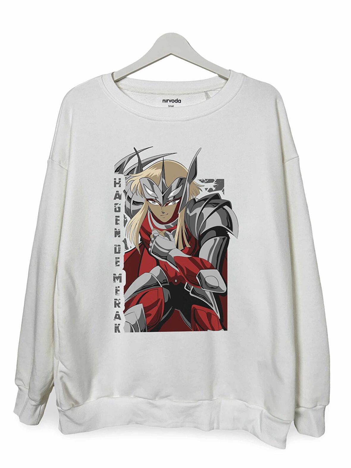 Hagen Saint Seiya Baskılı Unisex Bisiklet Yaka Oversize Sweatshirt Anime Manga