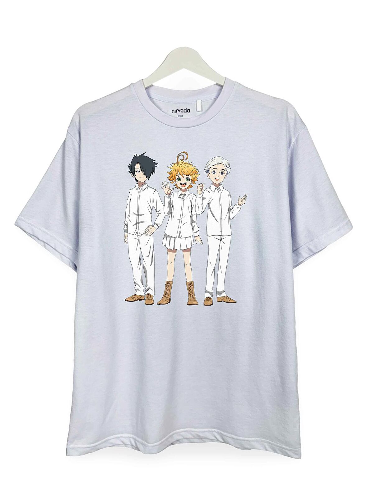 Vadedilmiş Yokyer The Promised Neverland Baskılı Loose Fit Bisiklet Yaka Unisex Tişört Anime Manga