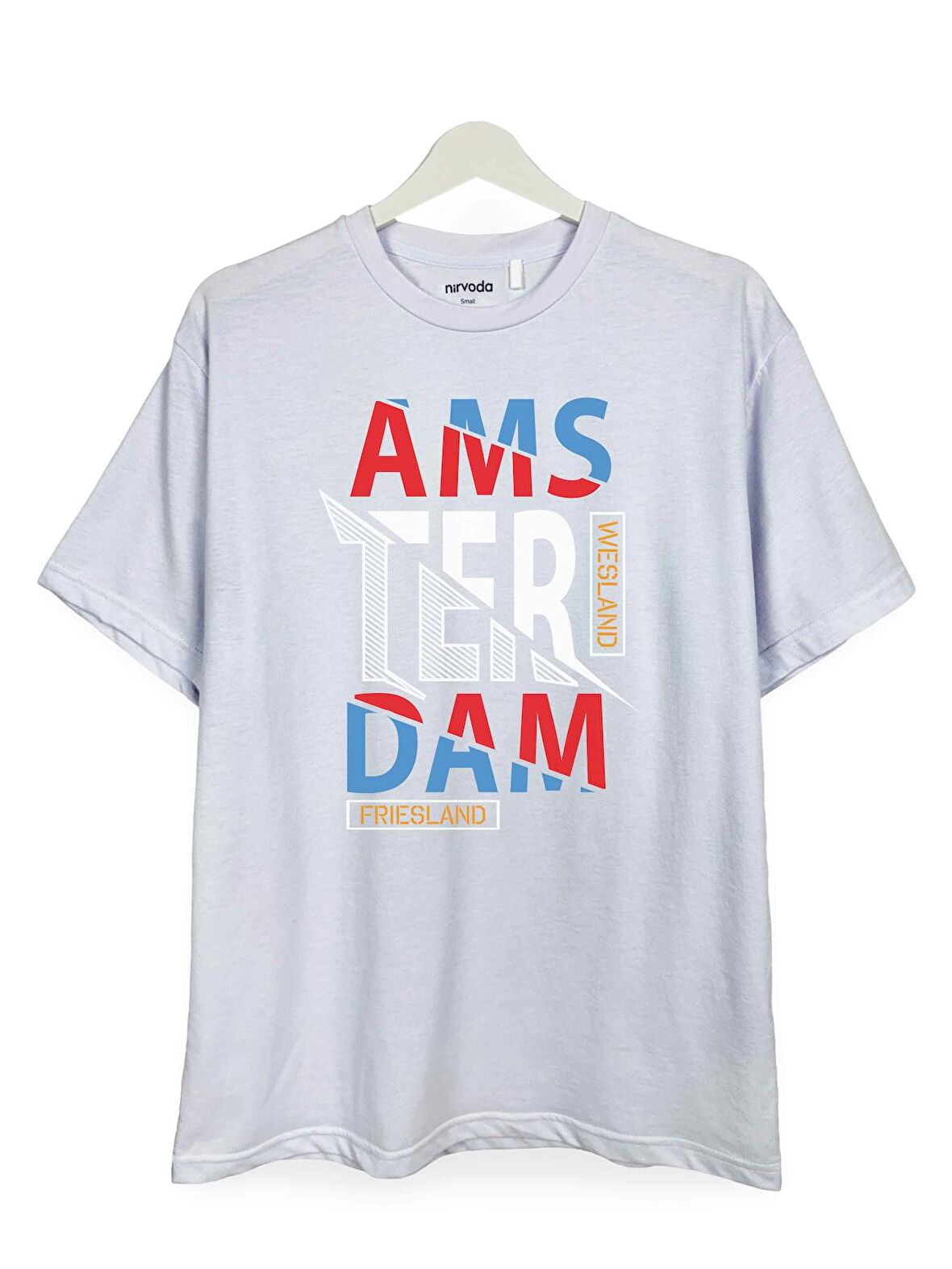 Amsterdam Yazılı Baskılı Loose Fit Bisiklet Yaka Unisex Tişört