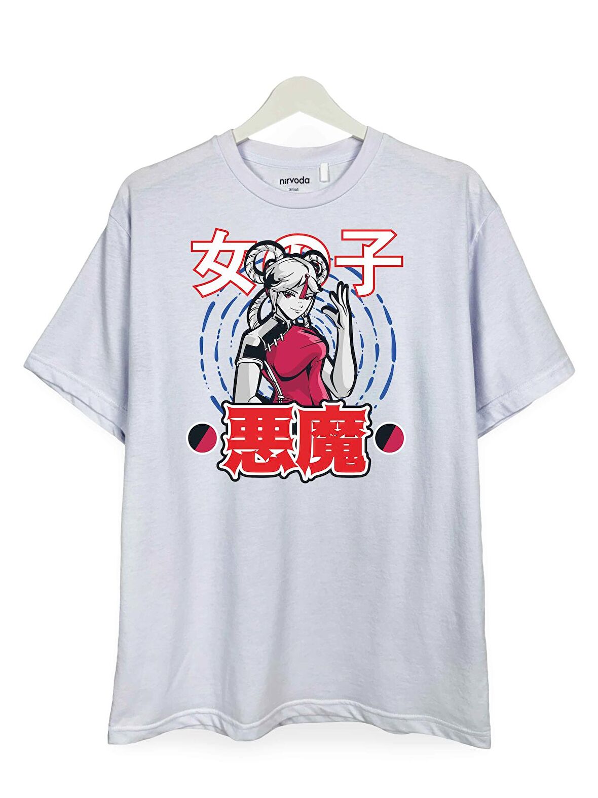 Japon Anime Kızı Baskılı Loose Fit Bisiklet Yaka Unisex Tişört
