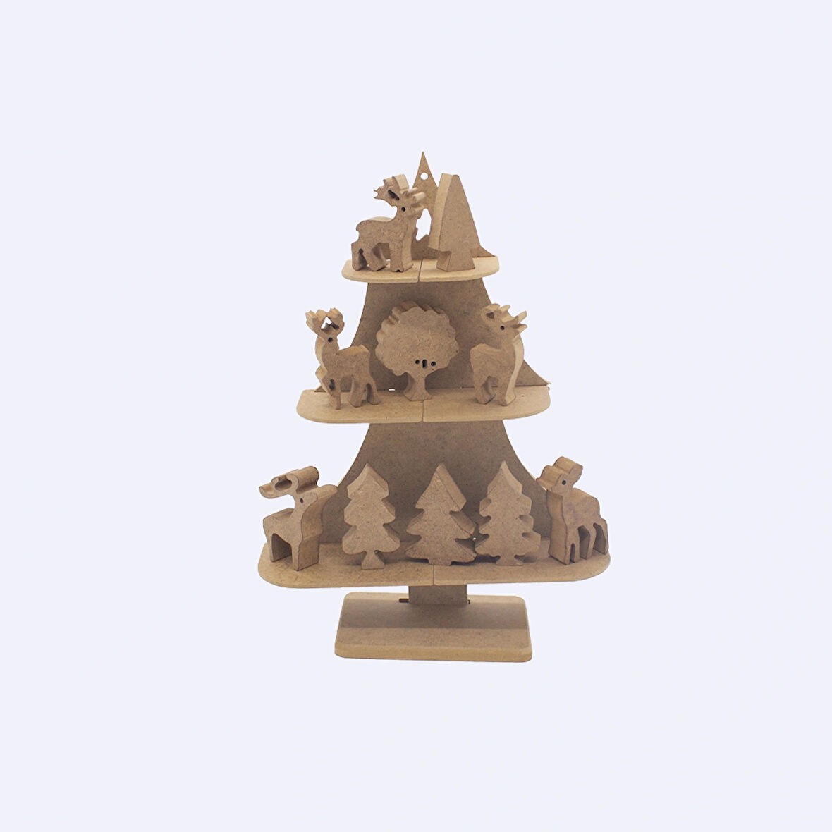 YS53 Boyanabilir Çocuk okul öncesi 3 Katlı yılbaşı Ağacı Ahşap Masaüstü Yılbaşı Dekoru ve Boyama Süsü