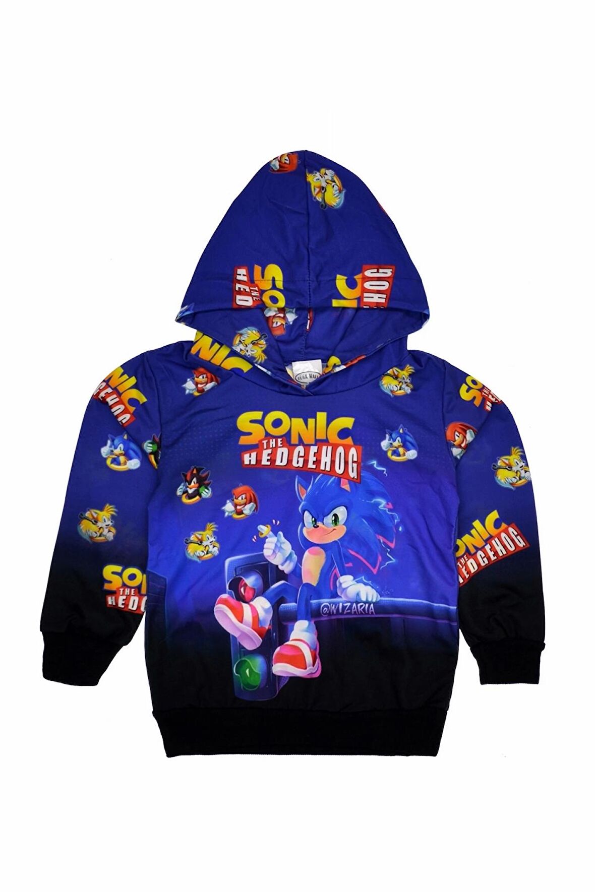 Unisex Çocuk Sonic The Hedgehog Baskılı Kapüşonlu Sweatshirt