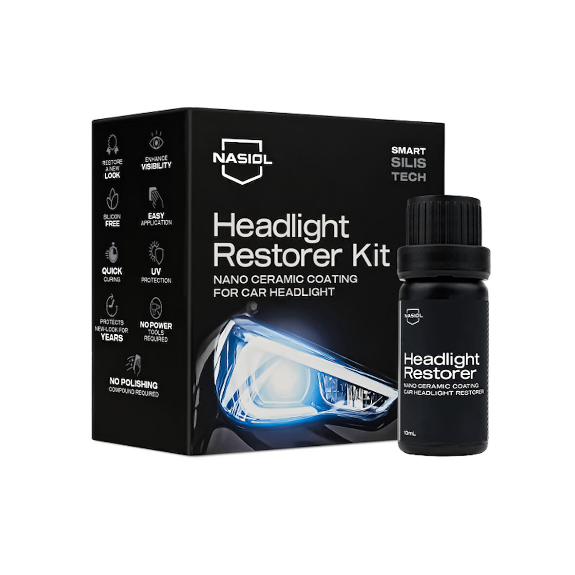 Nasiol Headlight Restorer Nano Seramik Far Yenileme ve Koruma Kiti - 10ml