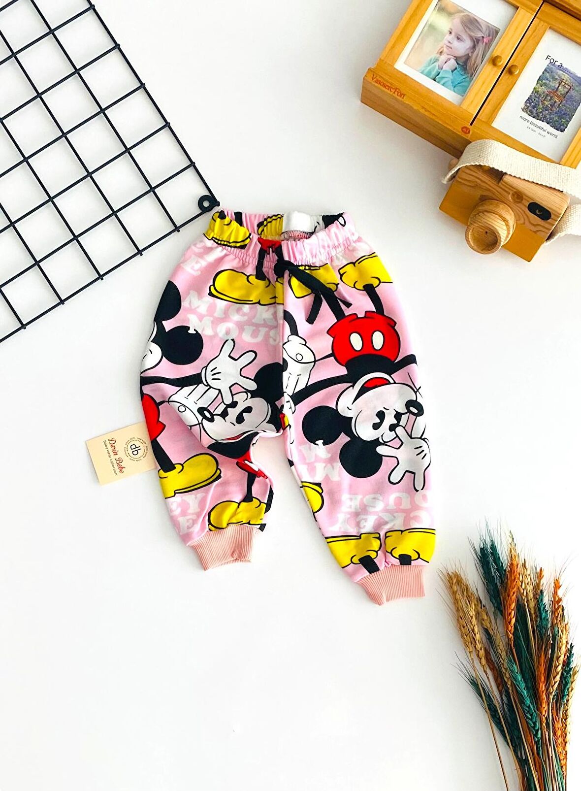 Neşeli Bebekler Fare Baskılı Tek Alt Pembe