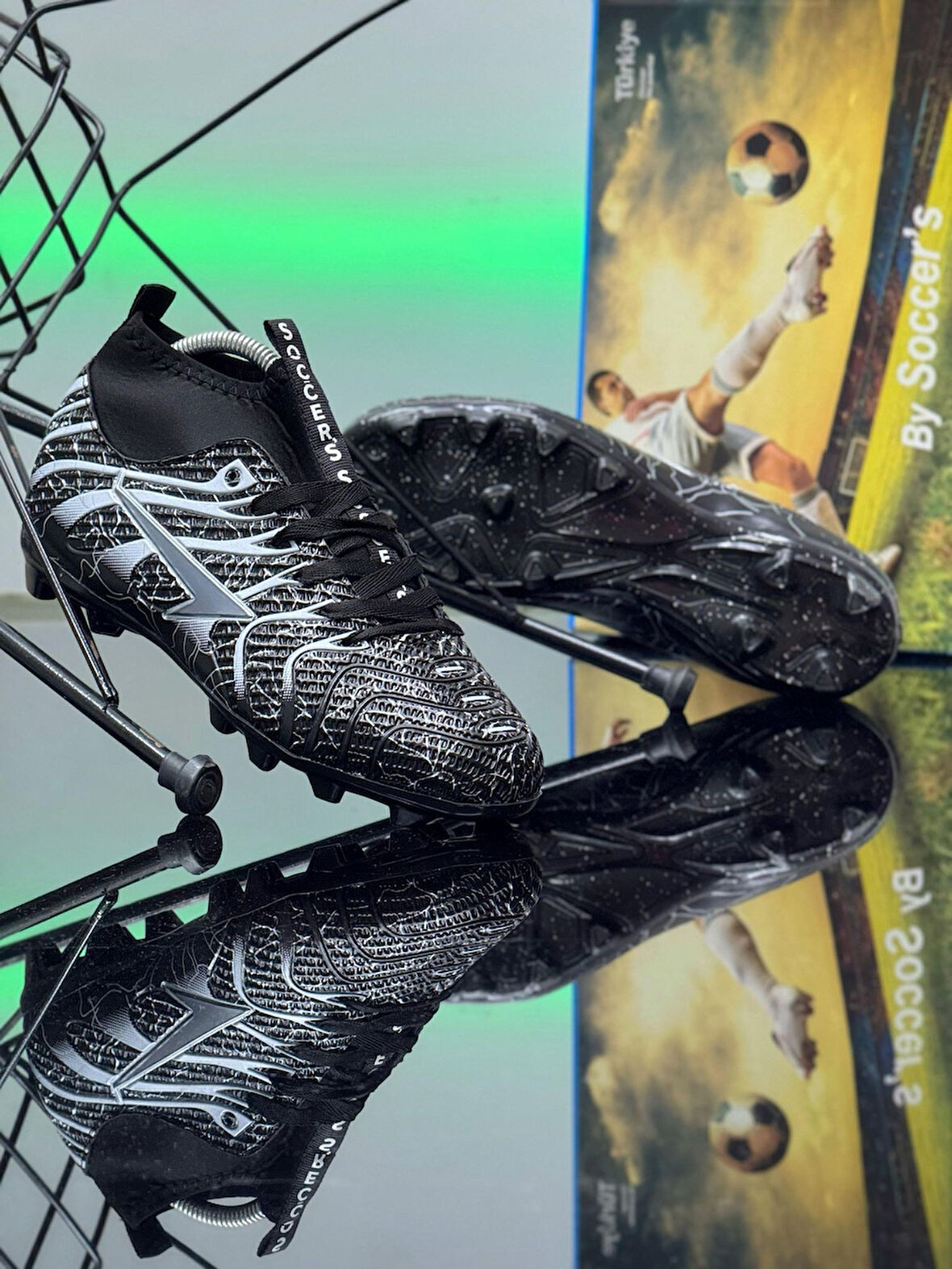 Unisex Krampon Çoraplı Çivili Desenli Bağcıklı Air Halı Saha Ve Çim Zemin Futbol Spor Ayakkabısı 206