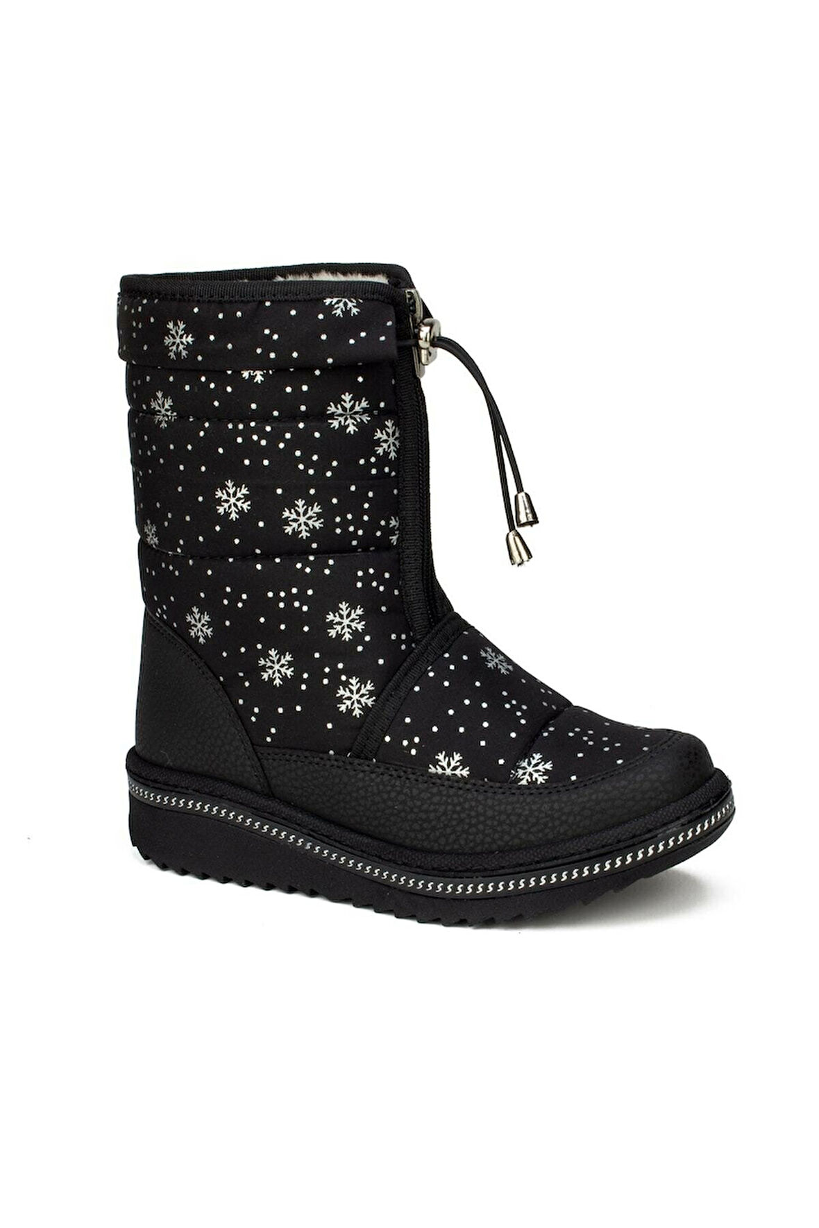 Lepetit Çocuk Kar Botu Kar Desenli Fermuarlı Kürklü Kaymaz Taban 35-45