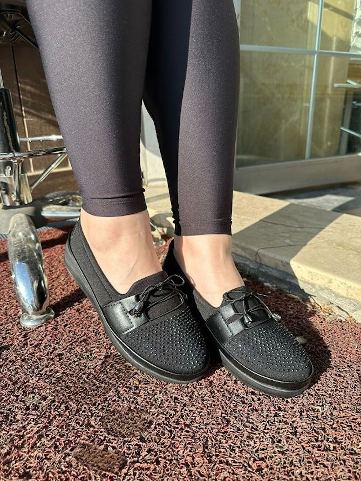 Ortopedik Günlük Kadın Babet Siyah Anne Ayakkabısı Rahat Hafif Taban Esnek  Bağcık Detaylı 1022 - 15