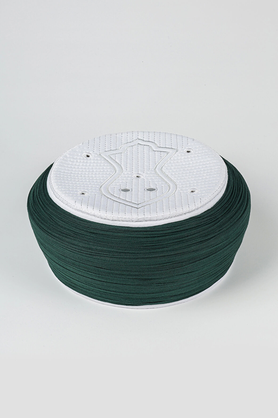 Namaz Sarığı - Yeşil Kumaş - Beyaz Takke - Yuvarlak Sarım - Nâli Şerif - 5 metre