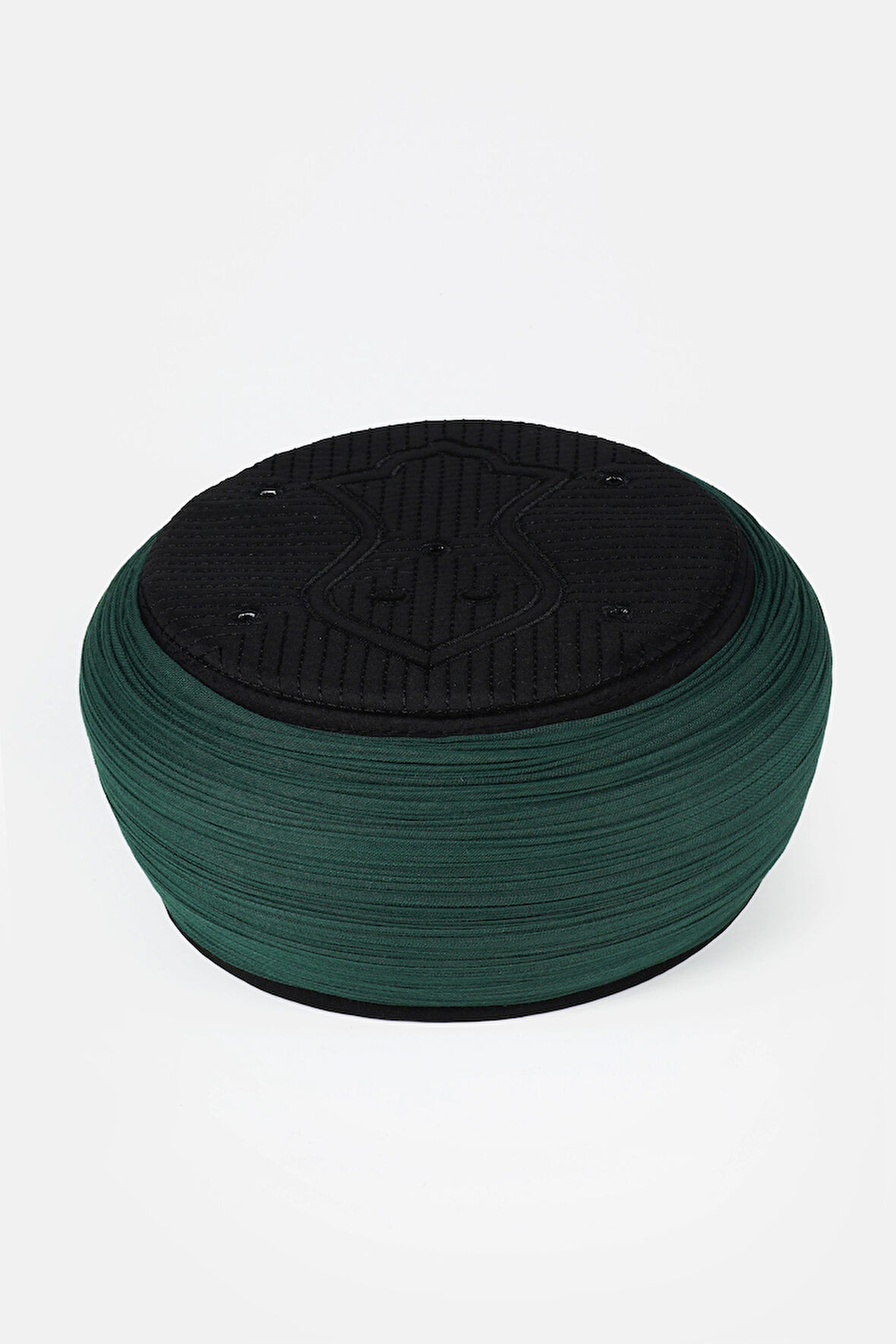 Namaz Sarığı - Yeşil Kumaş - Siyah Takke - Düz Sarım - Nâli Şerif - 5 metre