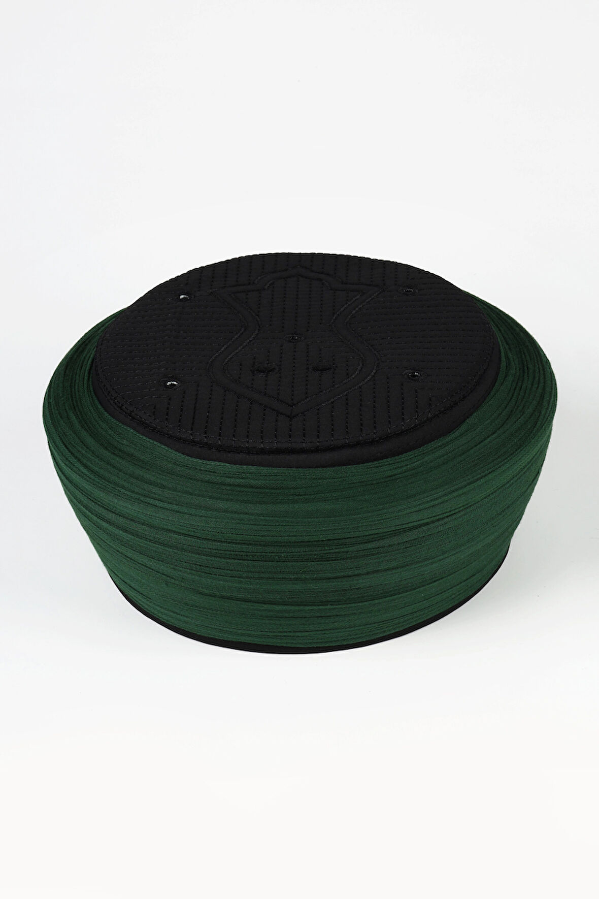 Namaz Sarığı - Yeşil Kumaş - Siyah Takke - Düz Sarım - Nâli Şerif - 7 metre