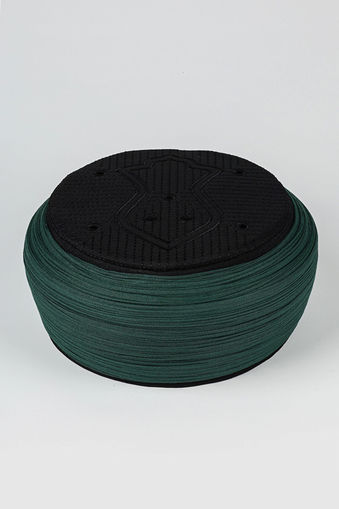 Namaz Sarığı - Yeşil Kumaş - Siyah Takke - Yuvarlak Sarım - Nâli Şerif - 5 metre