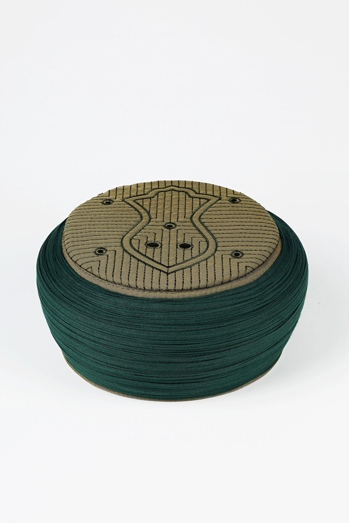 Namaz Sarığı - Yeşil Kumaş - Yeşil Takke - Yuvarlak Sarım - Nâli Şerif - 5 metre