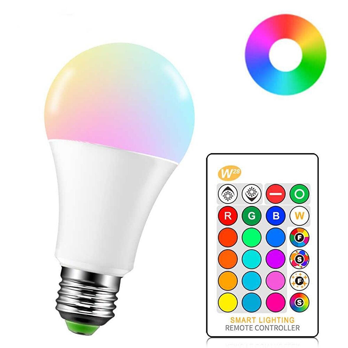 Uzaktan Kumandalı RGB Led Ampul 9Watt E27 Tasarruflu Dimmerli Led Lamba 16 Ton Işık