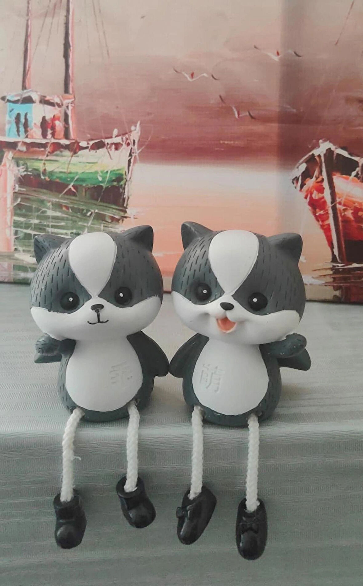 DEKORATİF OTURAN 2 Lİ SİNCAP BİBLO GRİ