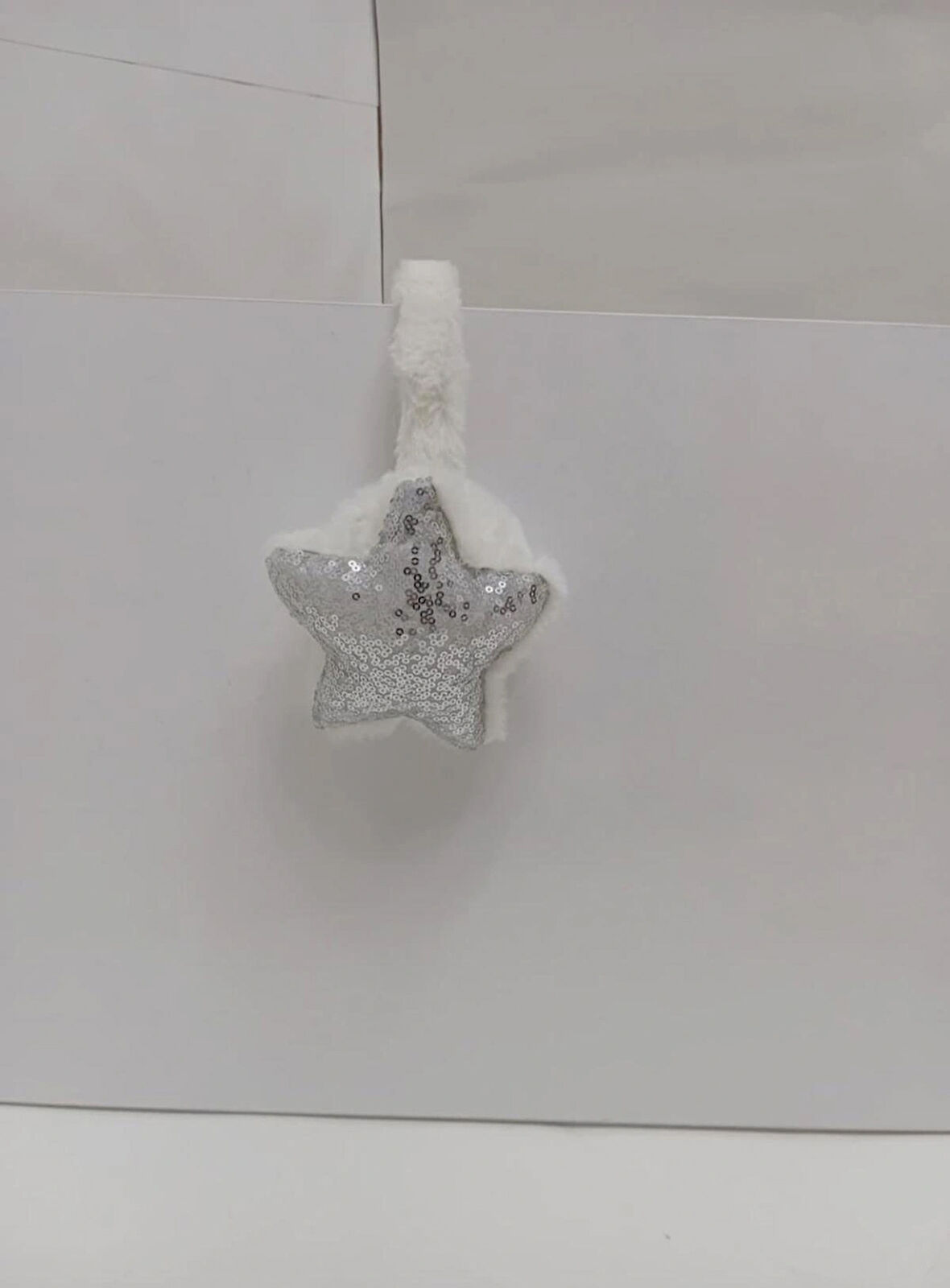 Soğuktan Koruyucu Soft Peluş Kışlık Kulaklık KREM yldız pullu