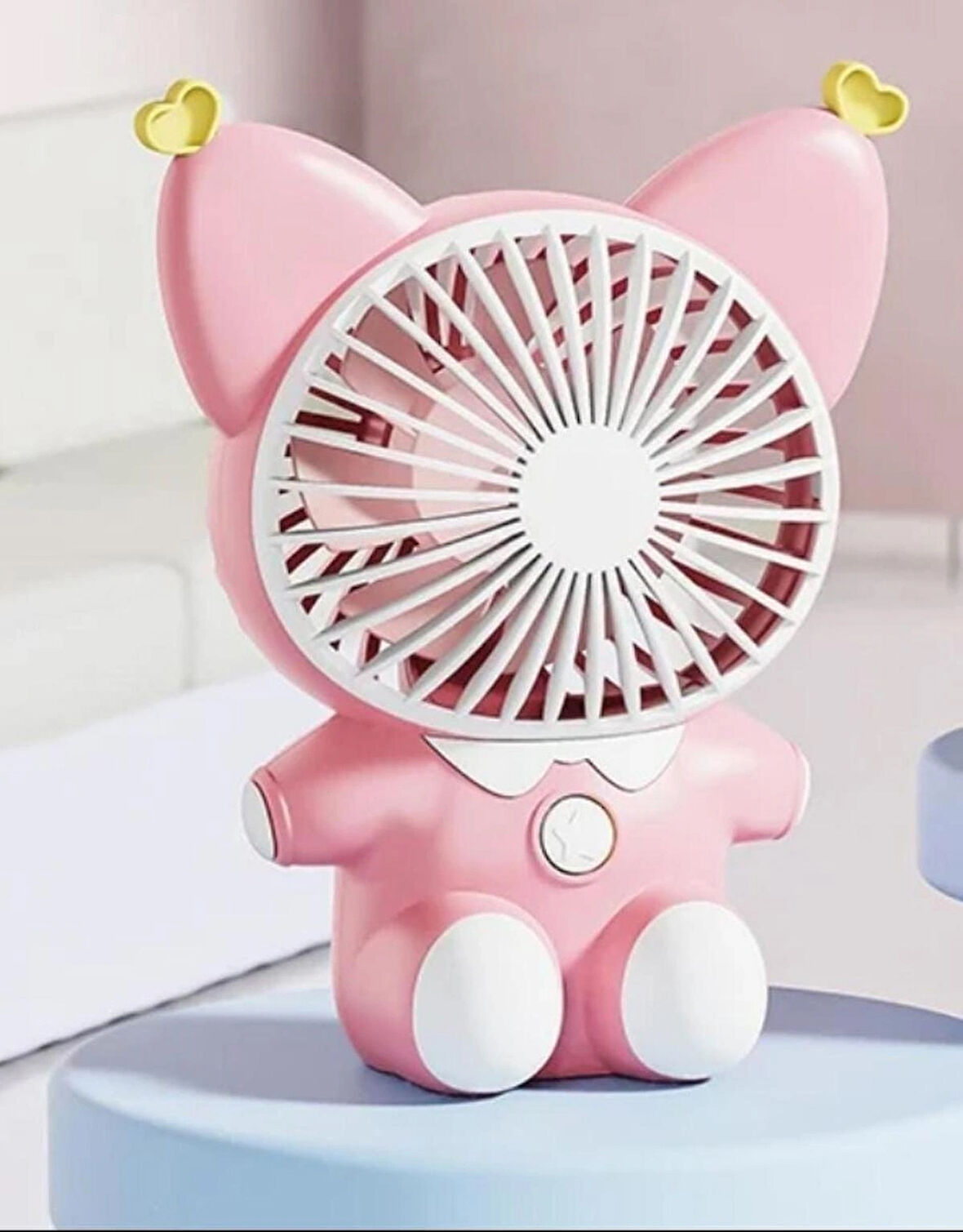 SEVİMLİ HAYVAN MASAÜSTÜ ŞARZLI ÖZEL FİGÜRLÜ PEMBE RENK EL FANI