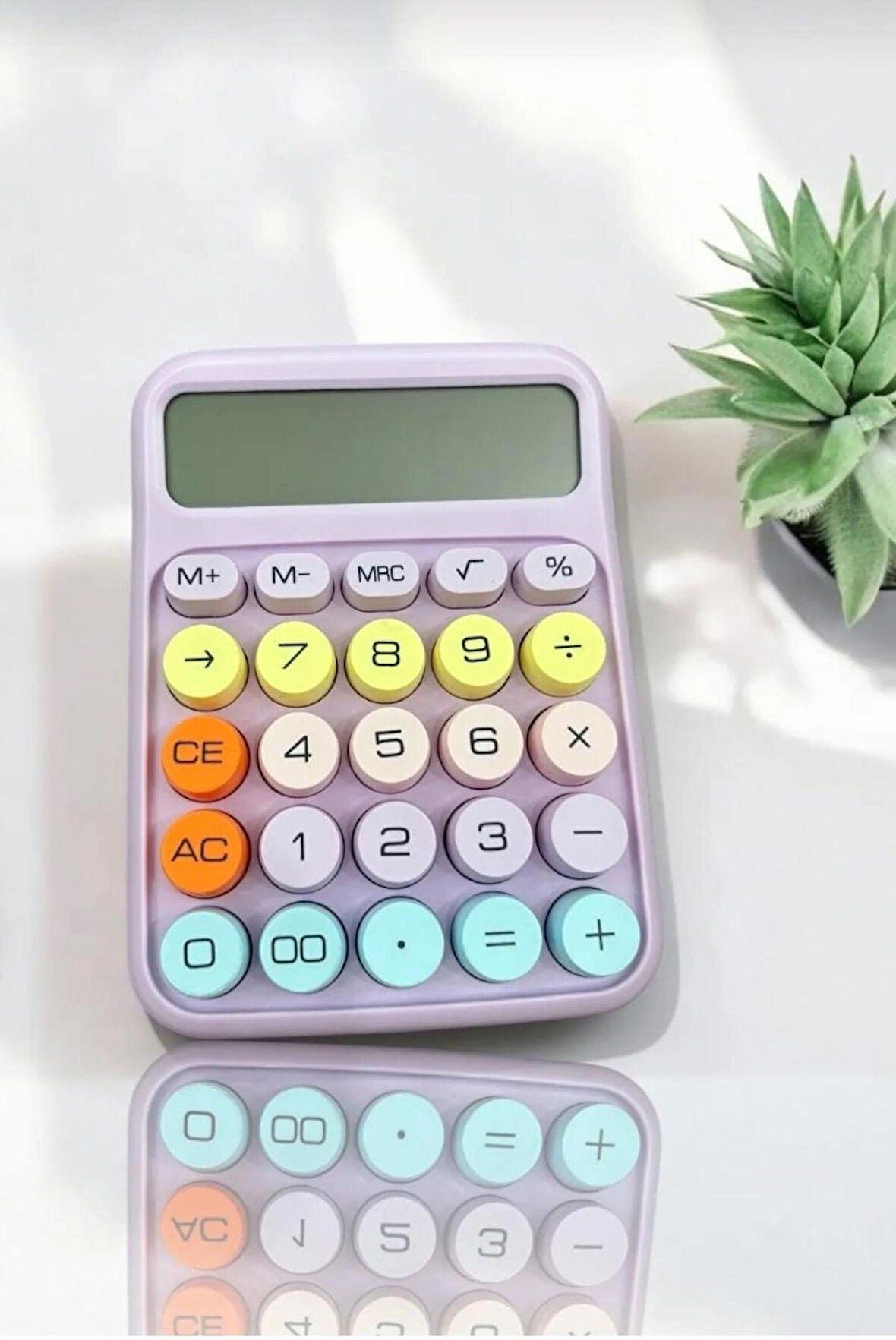  12 Haneli Güneş Enerjili Hesap Makinesi Açılı Geniş Ekran, Çift Güç Kaynağı Solar Pil Mor Renk