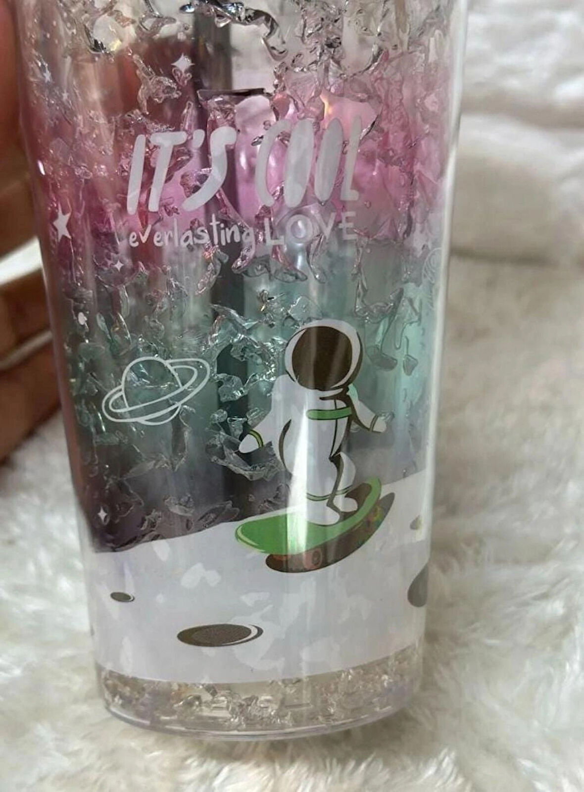 PİPETLİ BARDAK MATARA SEVİMLİ SULUK 450 ml  ÇİFT  ASTRONOT FİGÜRLÜ