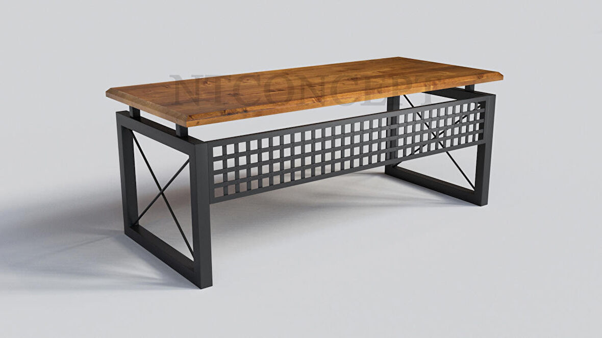 Ntconcept Pena Çalışma Masası Ahşap - Metal 100 x 210 cm Açık Ceviz - Siyah 