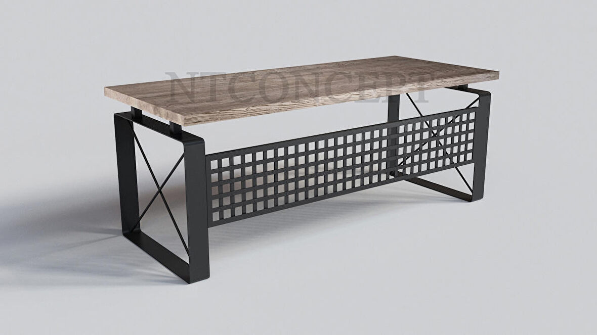 Ntconcept Quin Çalışma Masası Ahşap - Metal 100 x 220 cm Siyah - Taş Rengi 