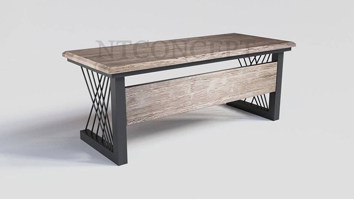 Ntconcept Perra Çalışma Masası Ahşap - Metal 100 x 240 cm Gri - Siyah 