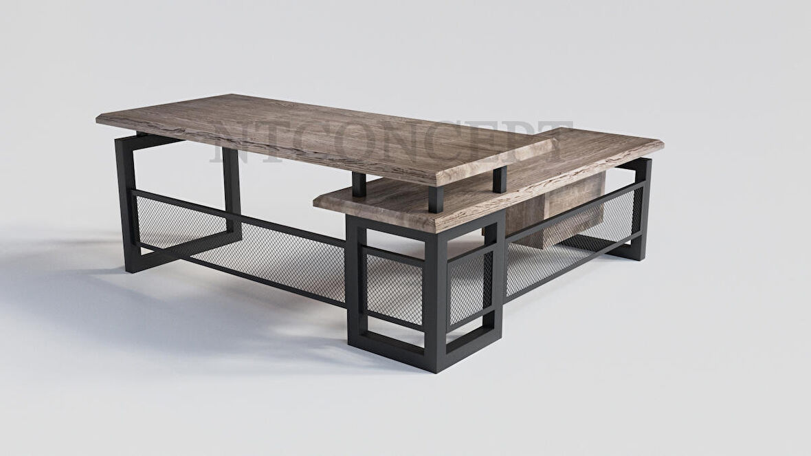 Ntconcept Loa Çalışma Masası Ahşap - Metal 100 x 260 cm Siyah - Taş Rengi 