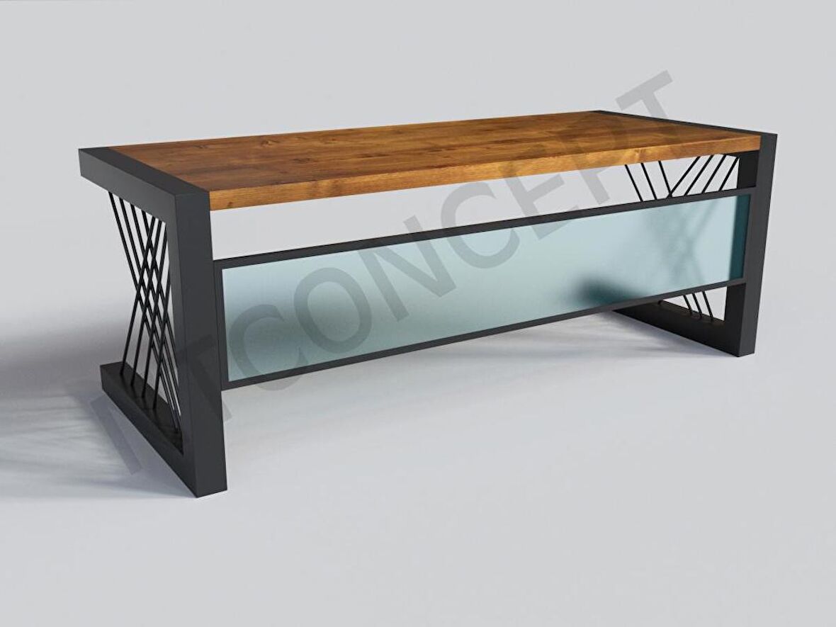 Ntconcept Dina Çalışma Masası Ahşap - Masif 100 x 260 cm Koyu Ceviz - Siyah 