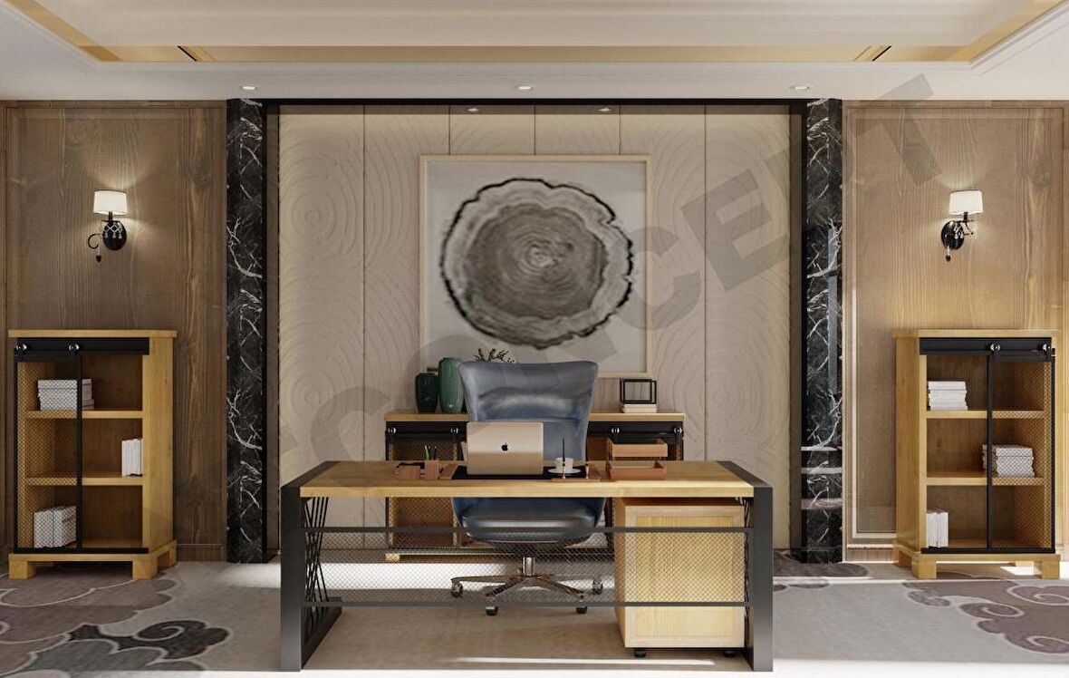 Ntconcept Nita Ofis Masası Ahşap 85 x 200 cm Açık Ceviz - Siyah 
