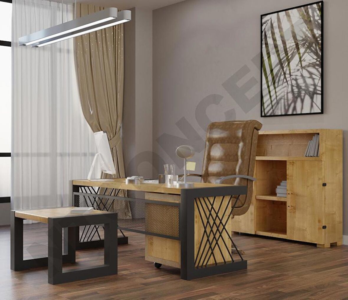 Ntconcept Wenoxi Çalışma Odası Takımı Ahşap 85 x 160 cm Açık Ceviz 