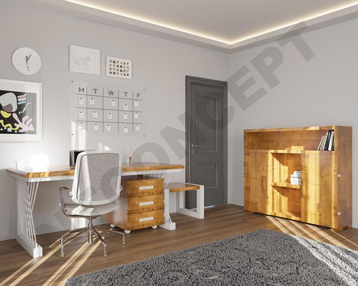 Ntconcept Tue Çalışma Odası Takımı Ahşap 75 x 120 cm Açık Ceviz 