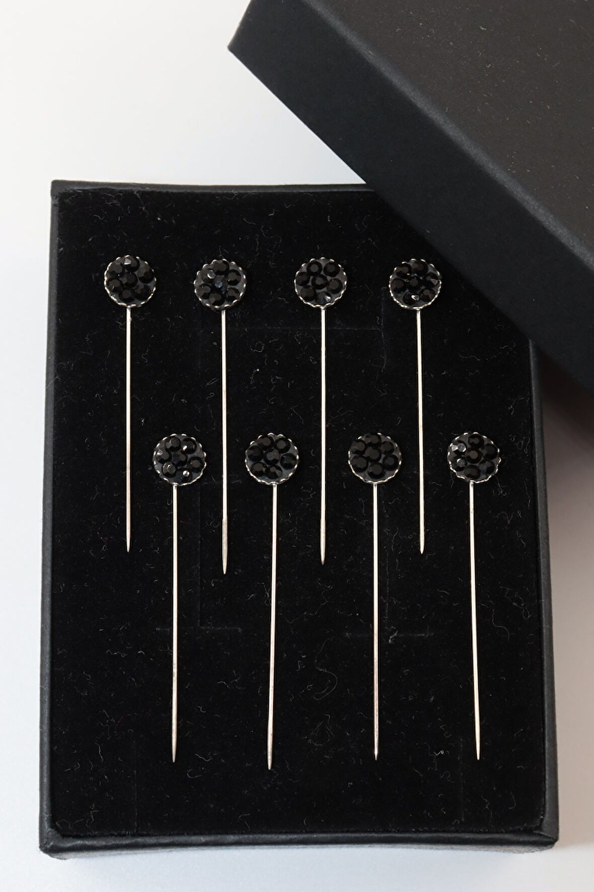 8li Kristal Taşlı Siyah Eşarp Ve Şal Iğnesi. Eşarp Iğnesi. Şal Iğnesi. Türban Iğnesi. Başörtü Iğnesi