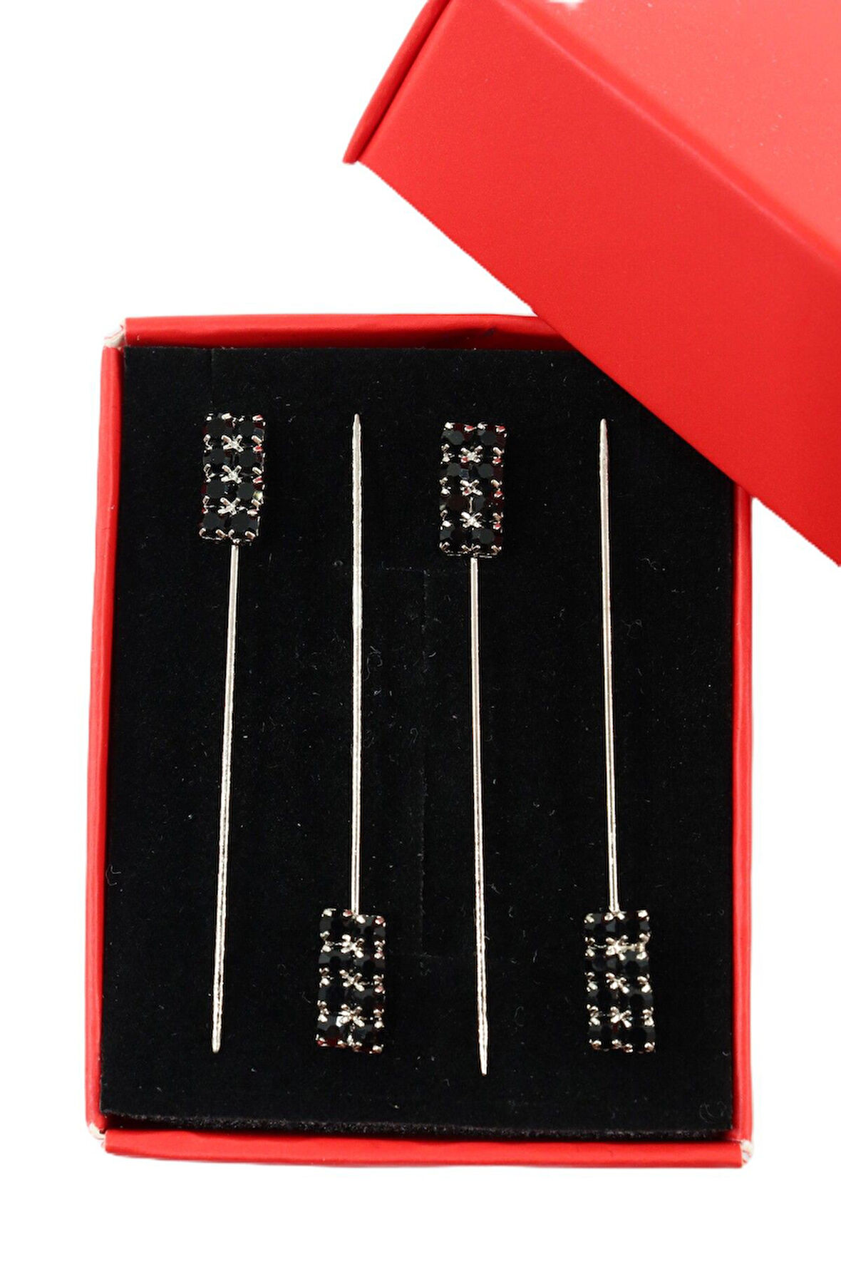 4’lü Siyah taşlı eşarp iğnesi. Şal iğnesi. Türban iğnesi. Başörtü iğnesi. Eşarp ve şal iğnesi