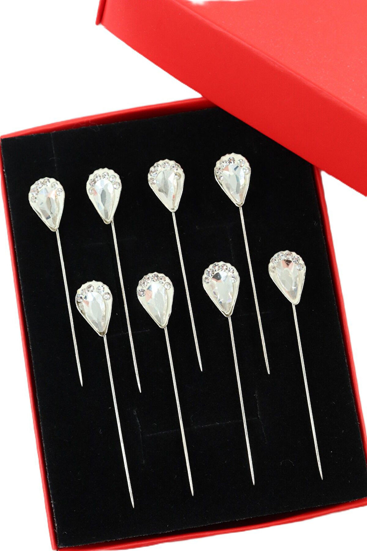 8’li Pırlanta taşlı eşarp iğnesi. Şal iğnesi. Türban iğnesi. Başörtü iğnesi. Eşarp ve şal iğnesi