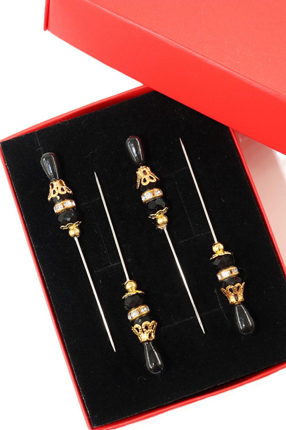 4’lü Boncuklu taşlı eşarp iğnesi. Şal iğnesi. Türban iğnesi. Başörtü iğnesi. Eşarp ve şal iğnesi.