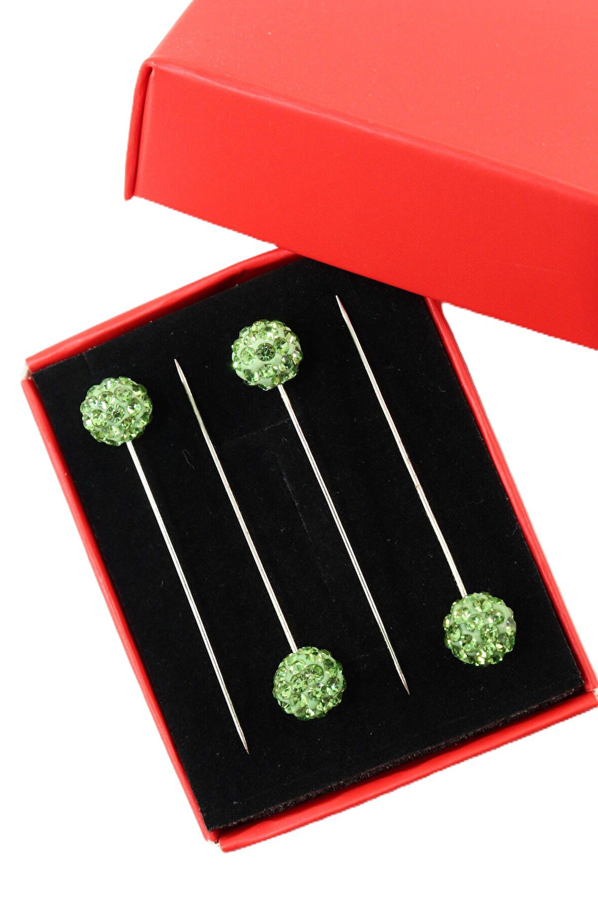 4’lü Yeşil taşlı eşarp iğnesi. Şal iğnesi. Türban iğnesi. Başörtü iğnesi. Eşarp ve şal iğnesi.