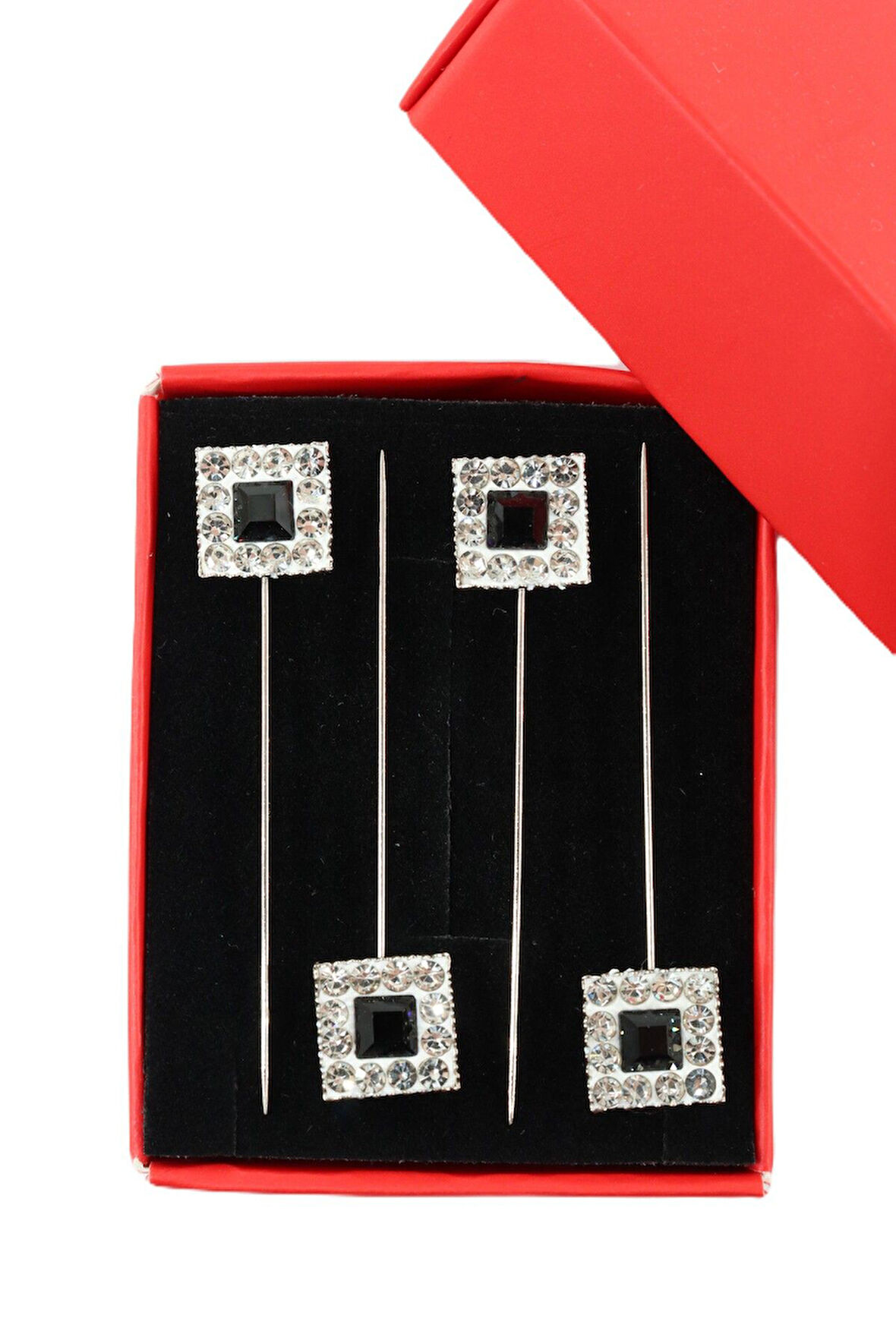 4’lü Kare siyah taşlı eşarp iğnesi. Şal iğnesi. Türban iğnesi. Başörtü iğnesi. Eşarp ve şal iğnesi.