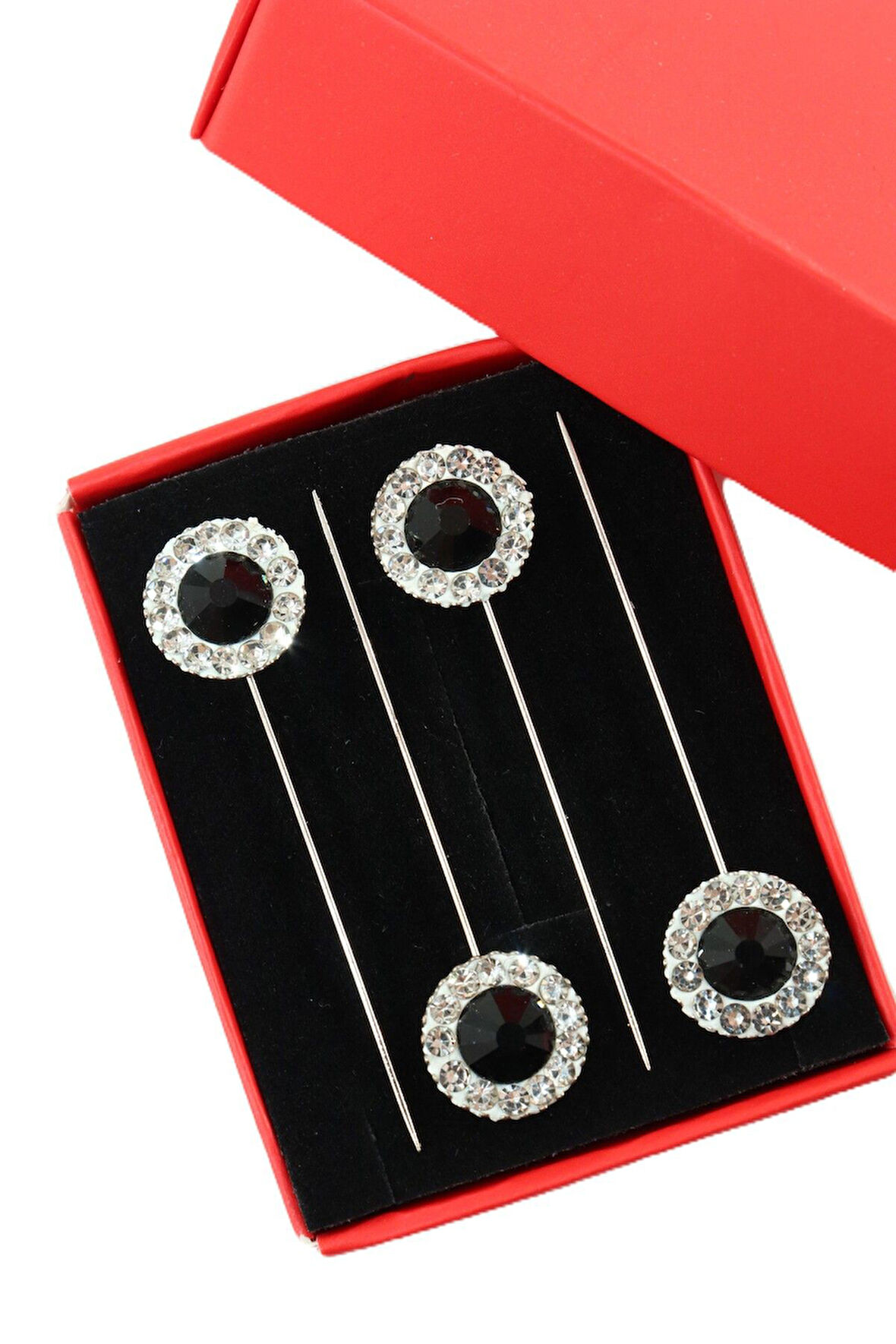 4’lü Oval siyah taşlı eşarp iğnesi. Şal iğnesi. Türban iğnesi. Başörtü iğnesi. Eşarp ve şal iğnesi.