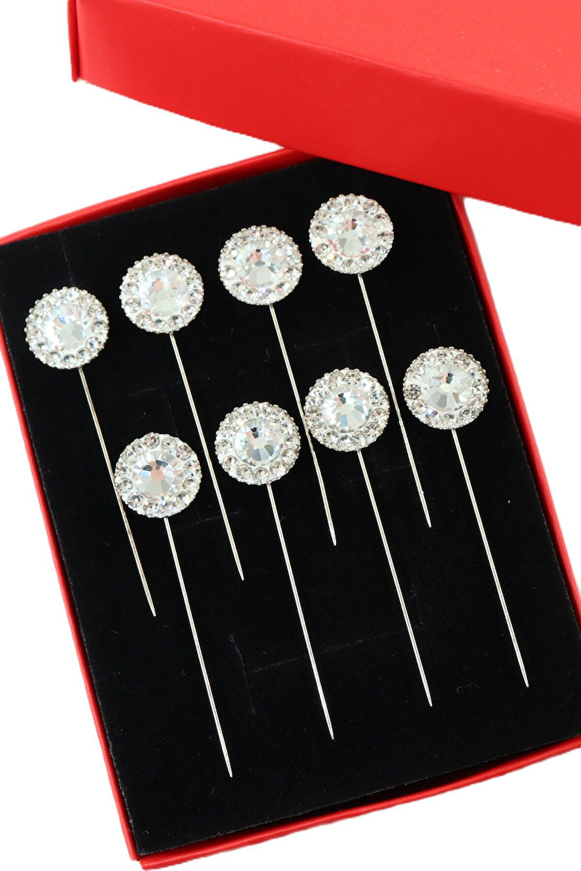 8’li Oval ekru taşlı eşarp iğnesi. Şal iğnesi. Türban iğnesi. Başörtü iğnesi. Eşarp ve şal iğnesi.