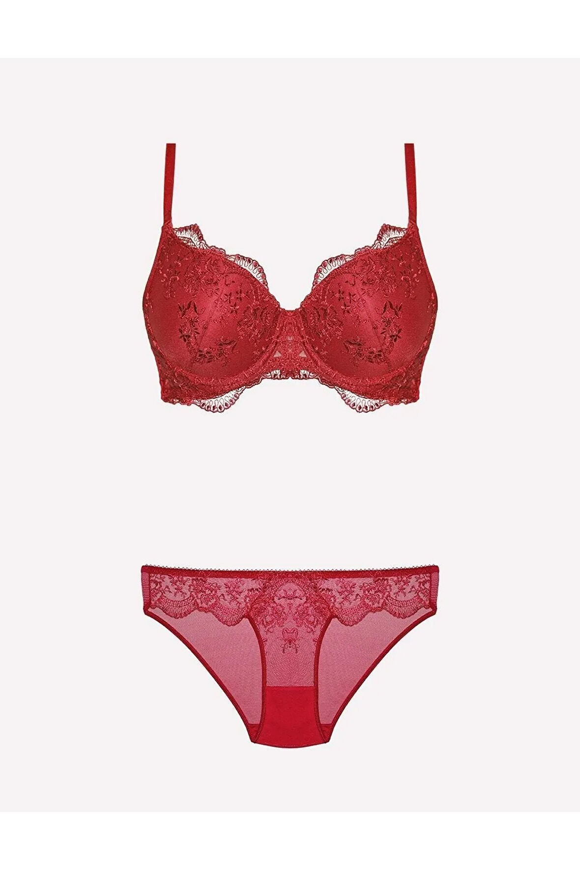 Kadın Bordo Desteksiz Sütyen Takımı