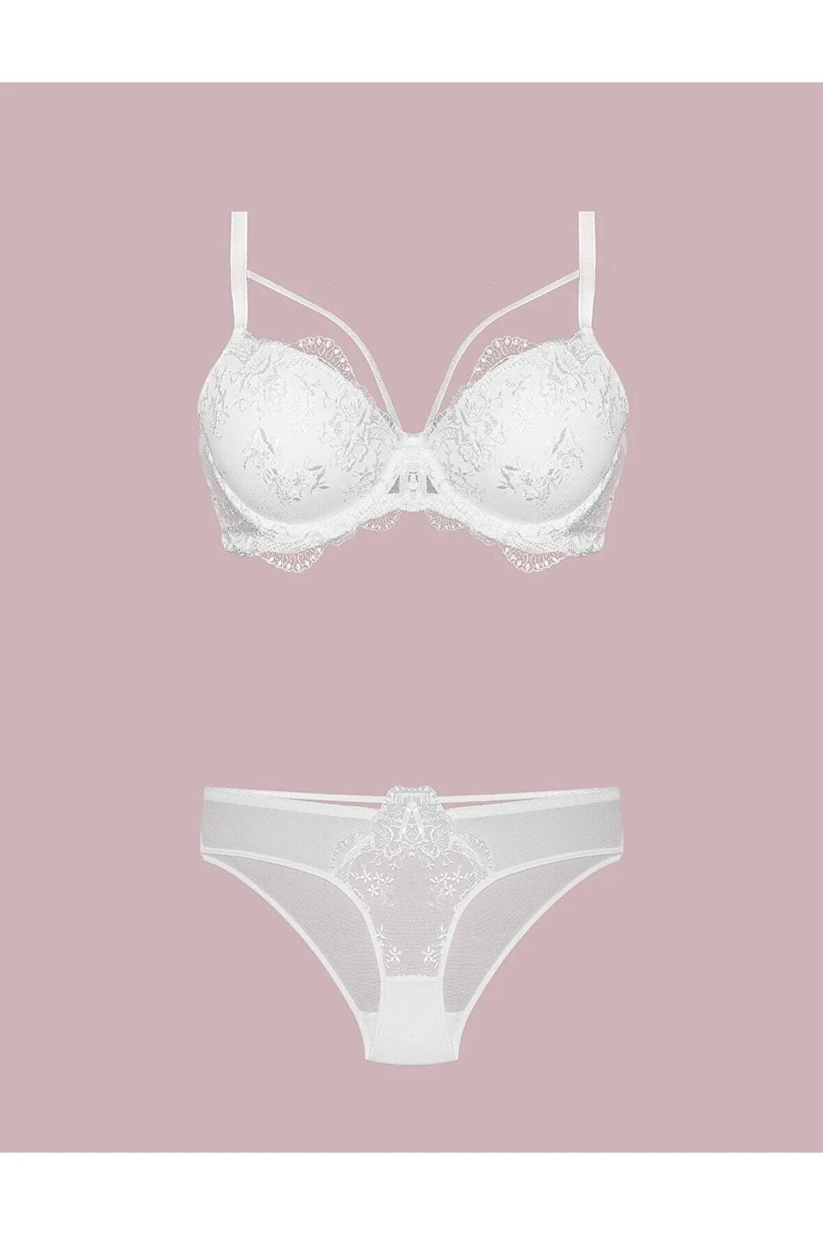 4485 Balenli Dantelli Destekli Sütyen Takım Push-up Kap