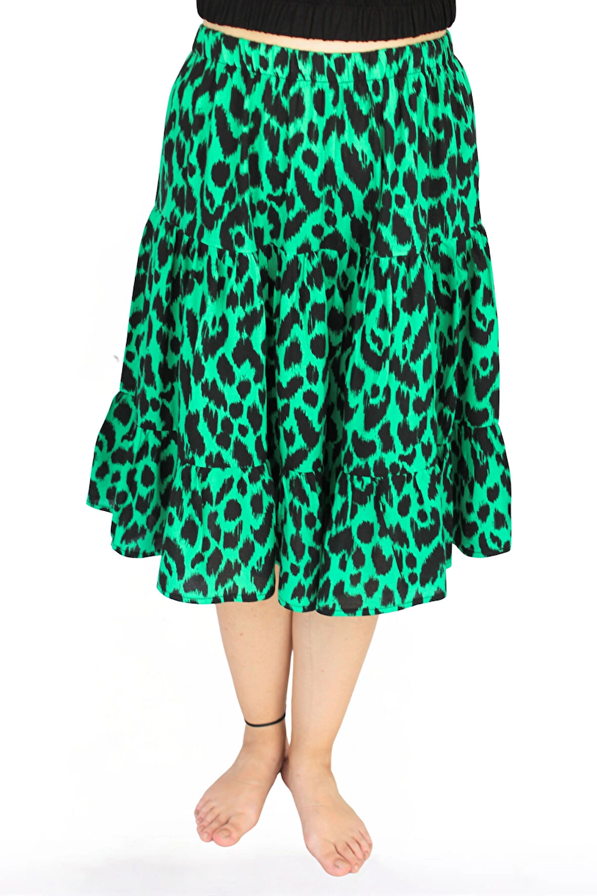 NURÖREN VİSKON KUMAŞ MİDİ BOY KADIN ŞORT ETEK