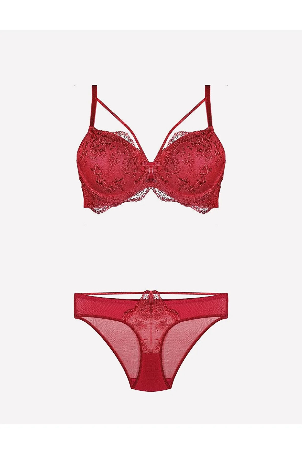 Kadın Kırmızı Destekli Sütyen Takım 4485