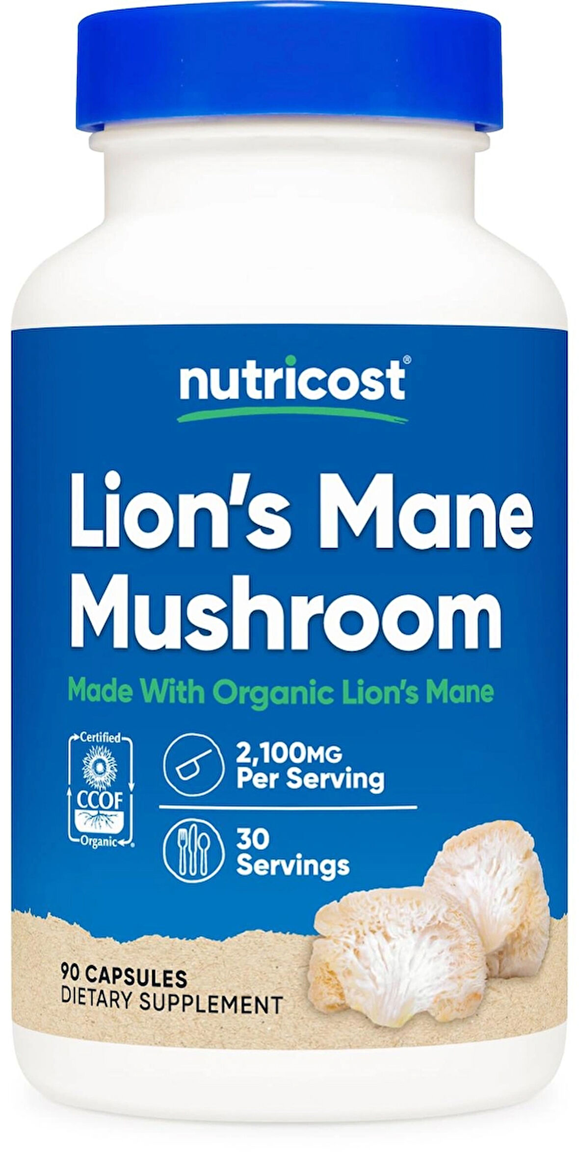 Nutricost Lion's Mane Mushroom Aslan yelesi mantarı 2100 mg 90 Capsules 700 mg per capsul