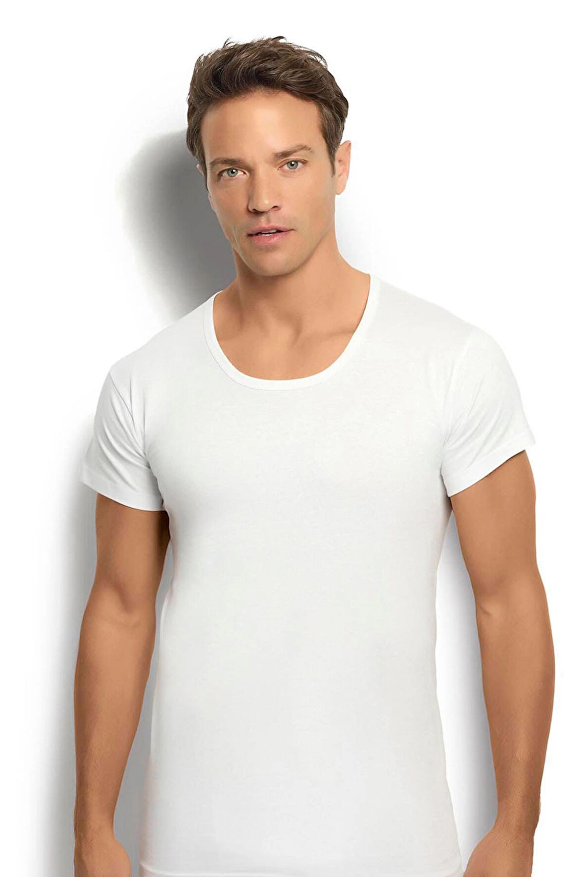 Jiber 103 Bisiklet Yaka Pamuk Erkek Fanila Tişört 2 Adet