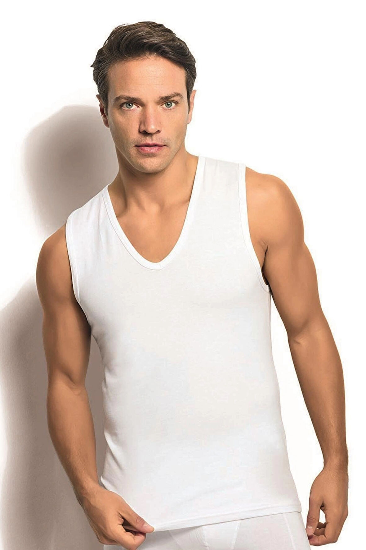 Jiber 117 V Yaka Sıfır Kol Erkek Atlet Body 2 Adet