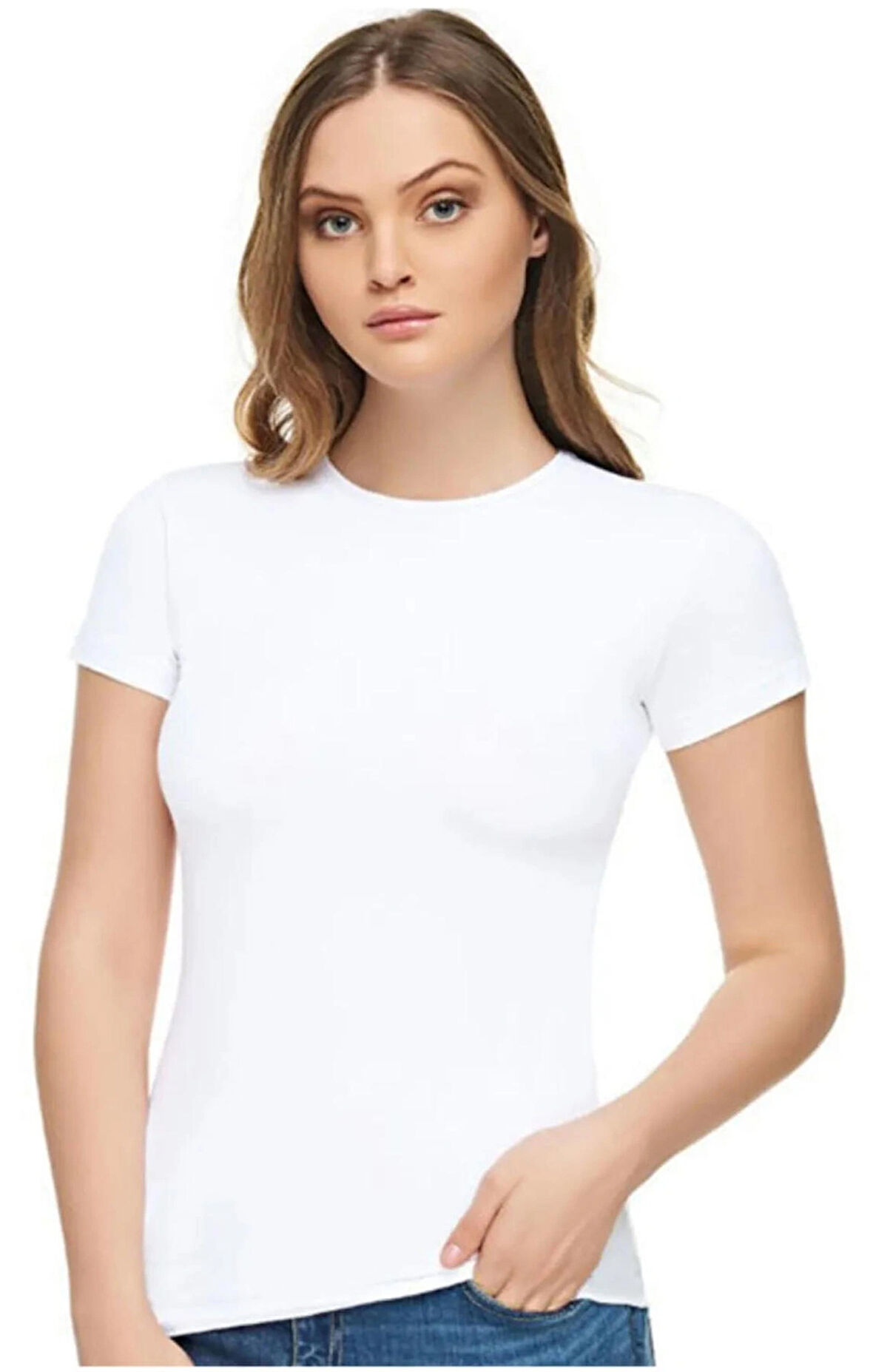 Tutku Elit 2202 Sıfır Yaka Kısa Kol Modal Kadın Tişört Body